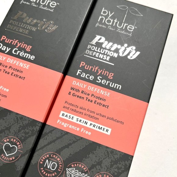 Bundle 2pc New BY NATURE Purify Pollution Defense Day Crème + Face Serum - Picture 2 of 5
